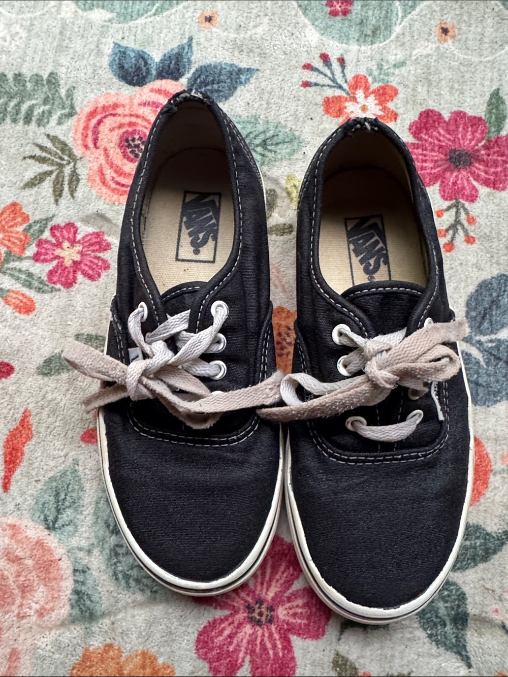Vans Black Canvas Women's Low-Top Sneakers with Cream Laces